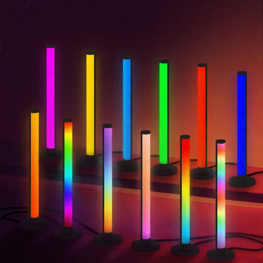 RGB LED skrivebordslampe med lydreagerende lys og app-styring