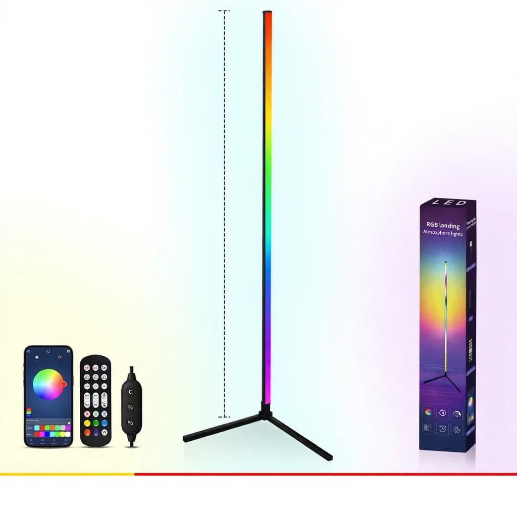 RGB gulvlampe med musikk-synk, fjern- og app-styring