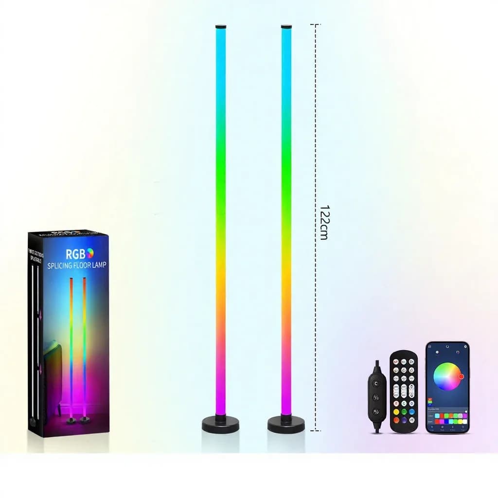 RGB gulvlampe med musikk-synk, 360° glød, app-kontroll for gaming