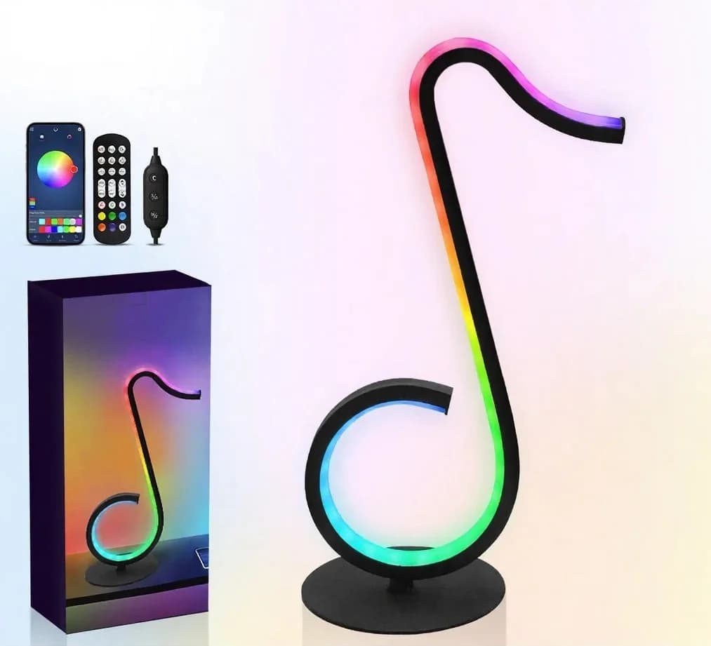 RGB atmosfærelampe med noter, USB-strøm og fjernkontroll