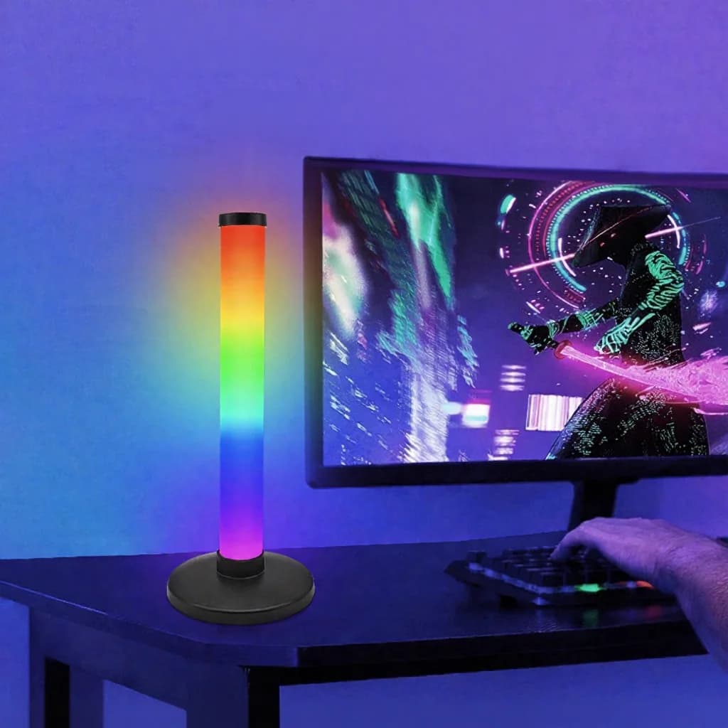 RGB atmosfærelys med lydreaktiv funksjon for skrivebord og gaming