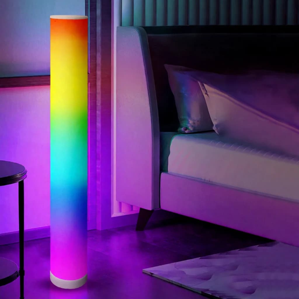 RGB sylindergulvlampe med musikk-synkronisering og fjernkontroll