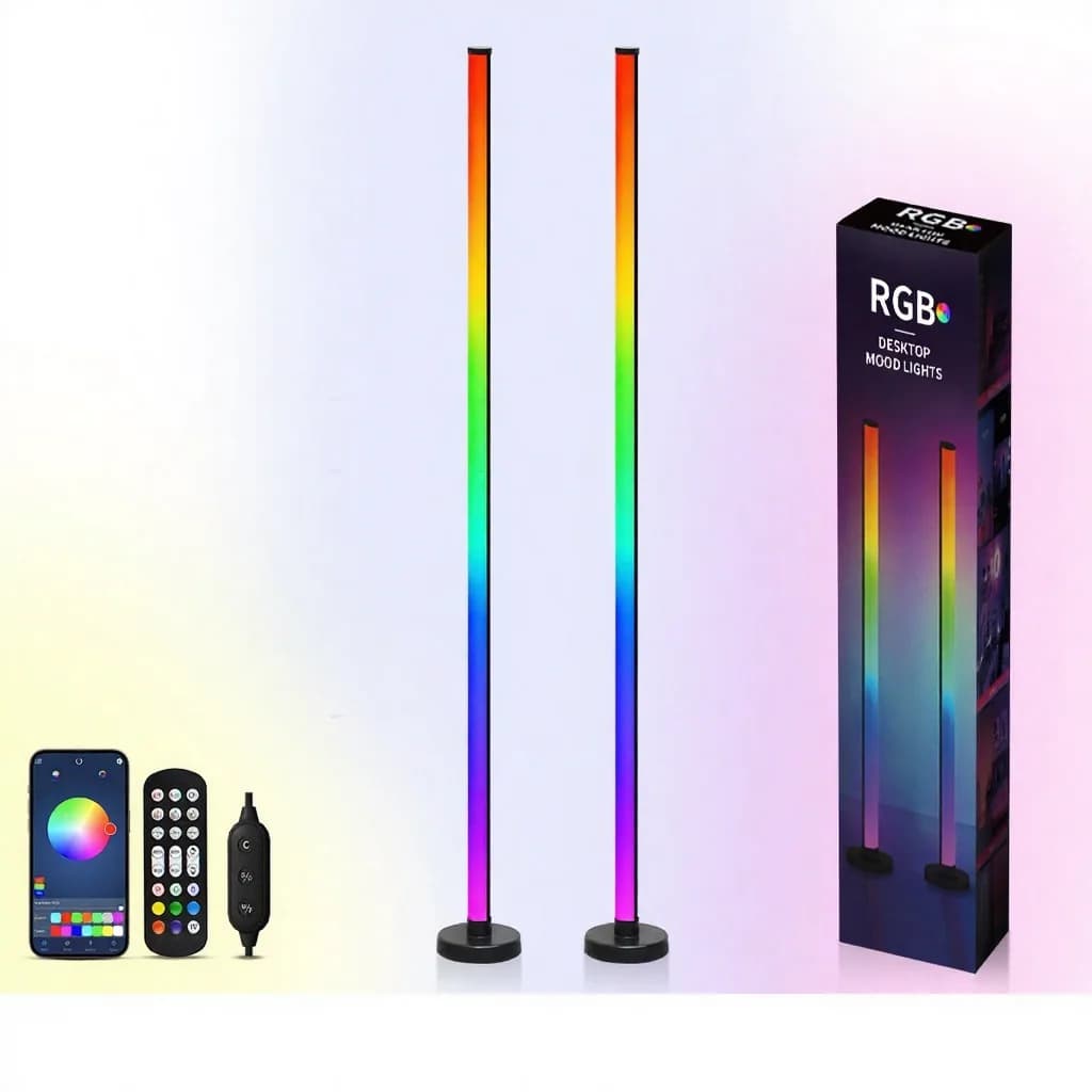 RGB-gulvlampe med musikk-synkronisering, app- og fjernkontroll