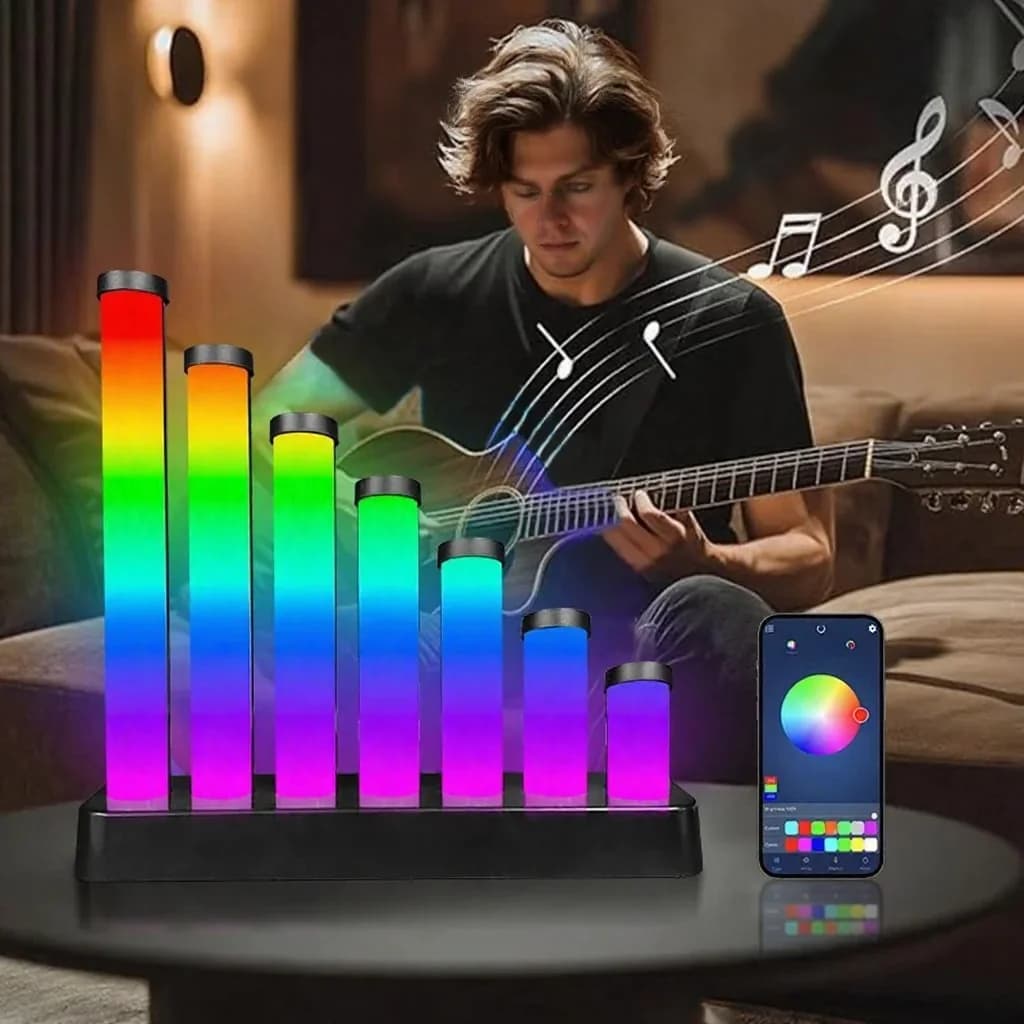 RGB LED-skrivebordslampe med lydreaktiv funksjon og app-styring