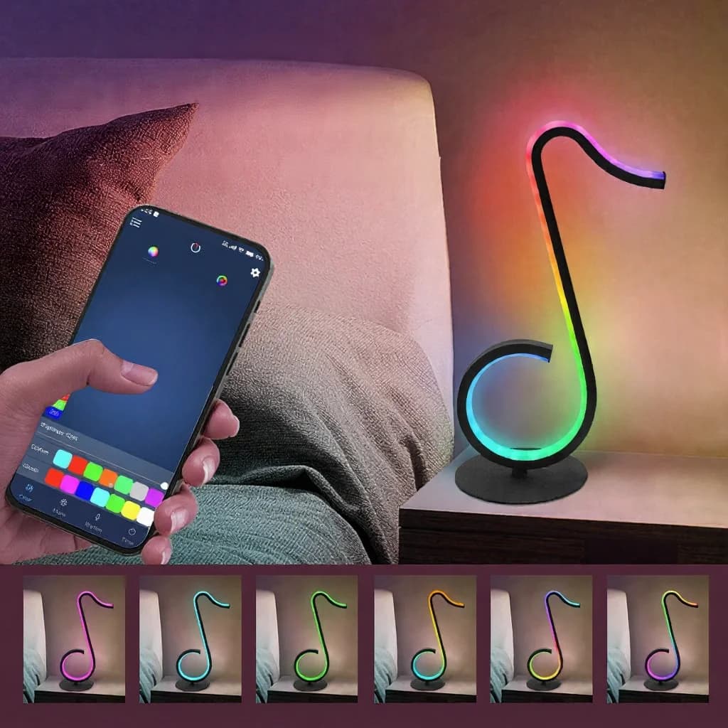 RGB atmosfærelampe med noter, USB-strøm og fjernkontroll