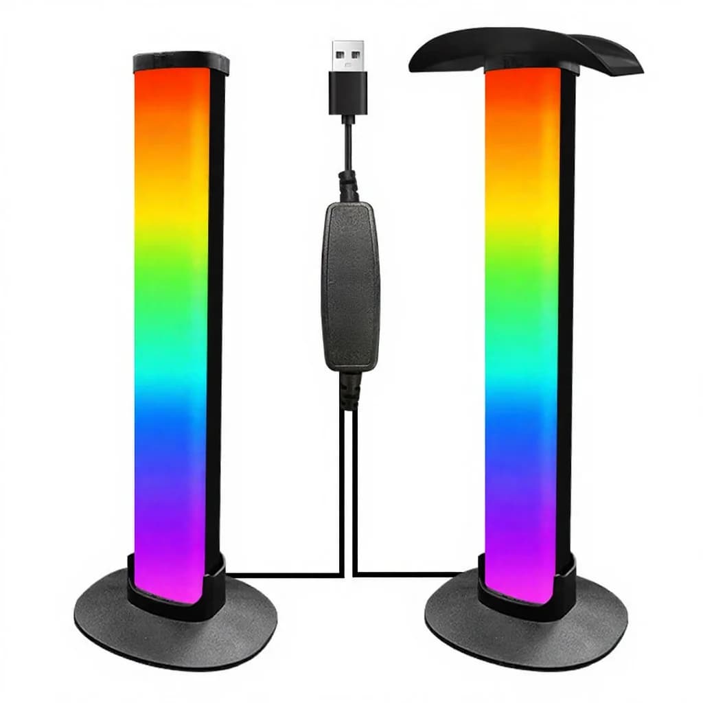 RGB gaming-atmosfærelampe med hodetelefonstativ og lydsynk