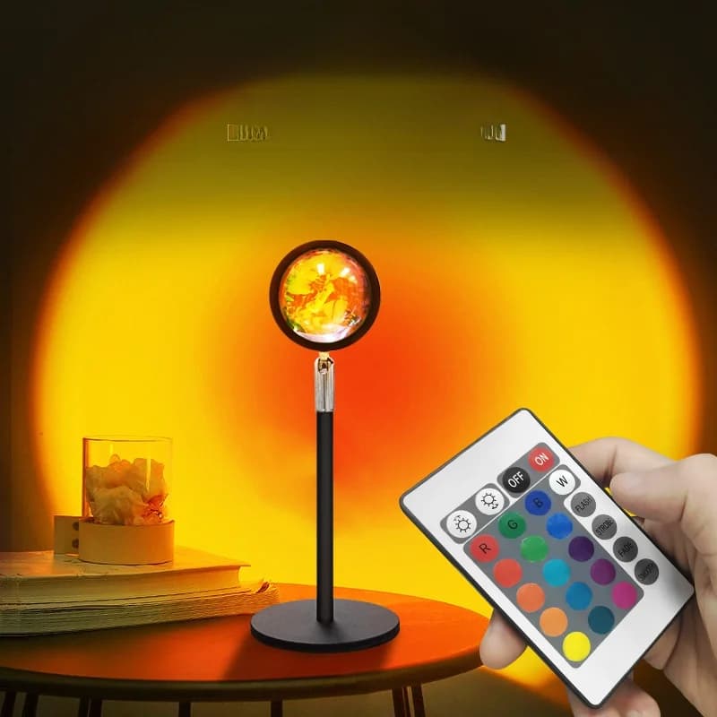 USB solnedgang-prosjektorlampe RGB atmosfærelys til skrivebordsdekor