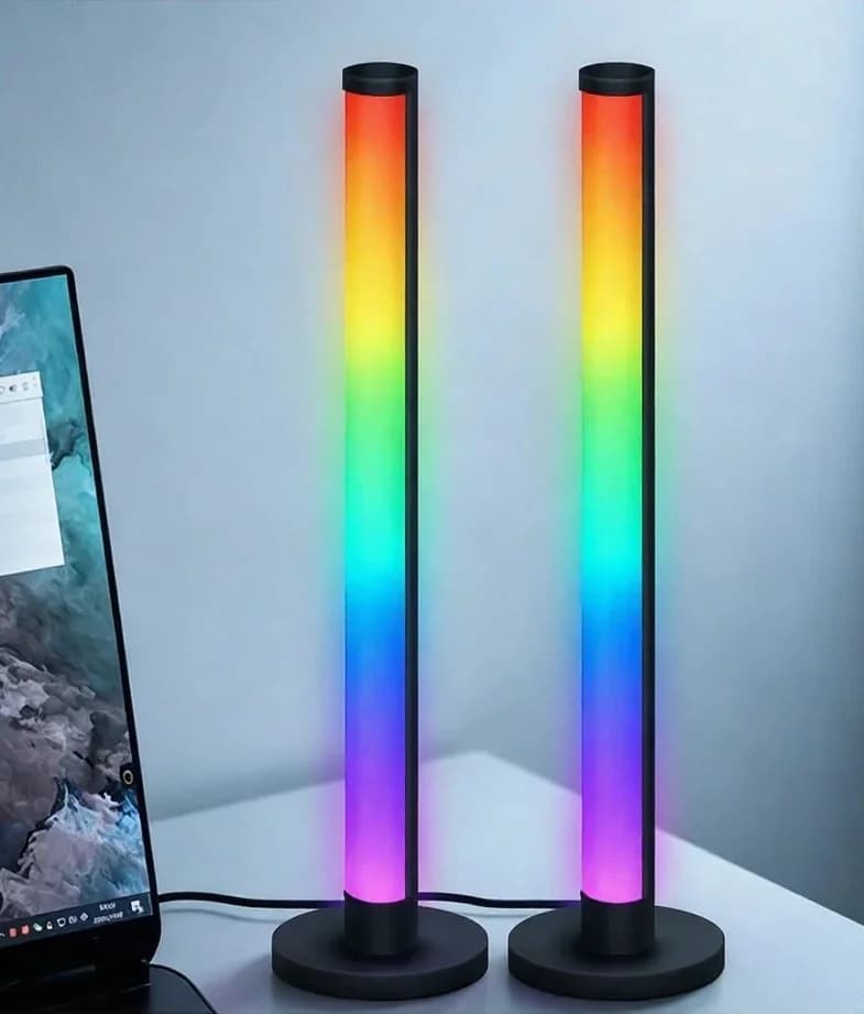 RGB LED skrivebordslampe med lydreagerende lys og app-styring