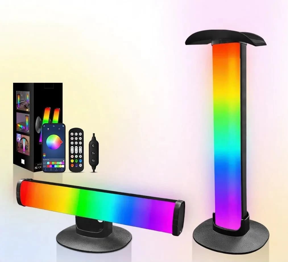 RGB gaming-atmosfærelampe med hodetelefonstativ og lydsynk