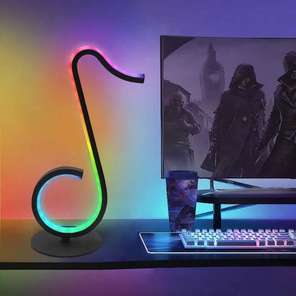 RGB atmosfærelampe med noter, USB-strøm og fjernkontroll