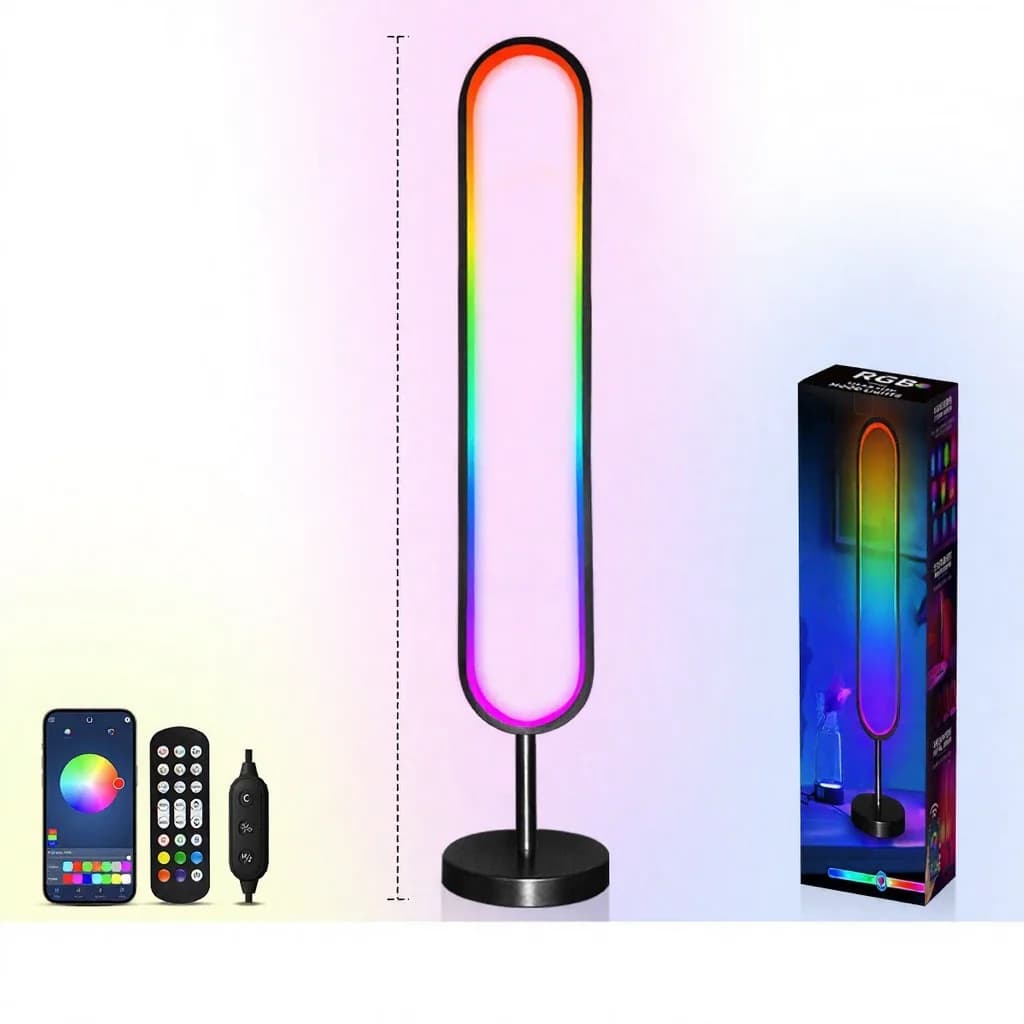U-formet RGB-gulvlampe med lydreagerende lys og app-styring