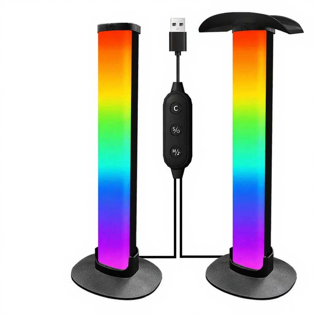 RGB gaming-atmosfærelampe med hodetelefonstativ og lydsynk