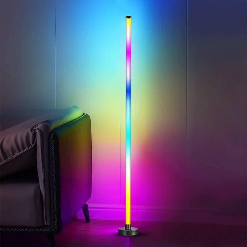 RGB LED hjørnegulvlampe med musikk-synk, app og fjernkontroll