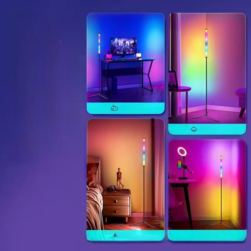 RGB fargeskiftende gulvlampe med musikk-synk og app-styring
