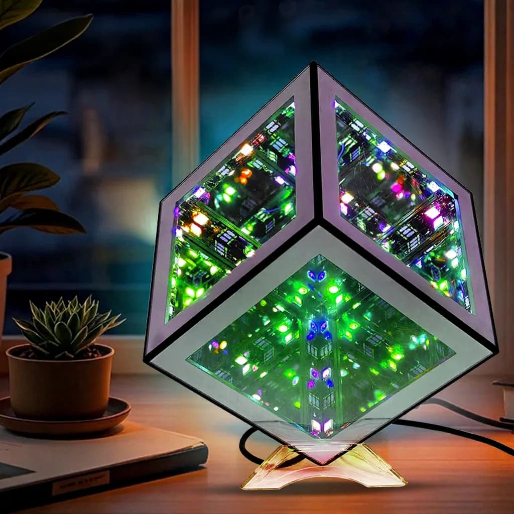 3D Infinity Cube-lampe RGB ambient lys med lydreaktiv modus