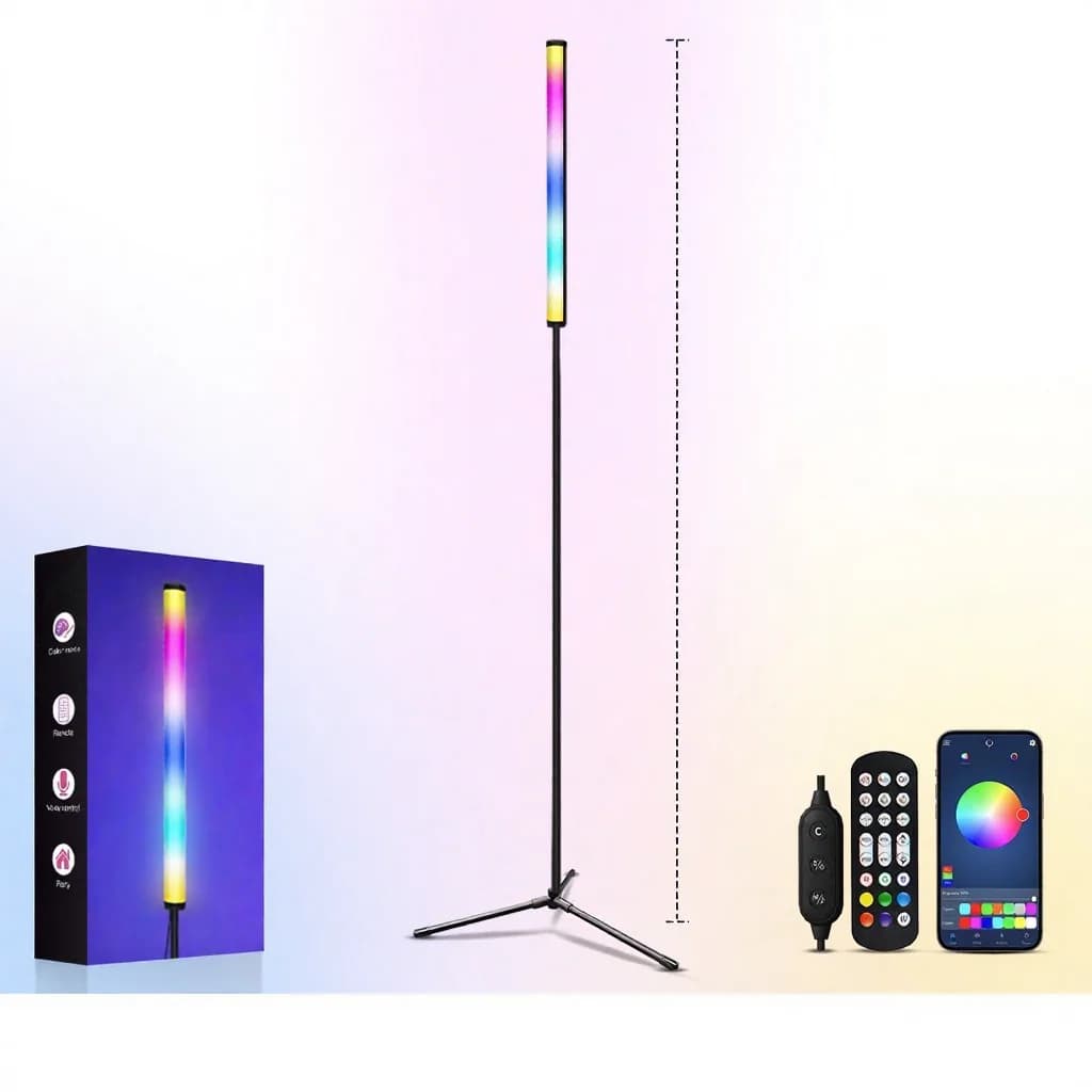 RGB fargeskiftende gulvlampe med musikk-synk og app-styring
