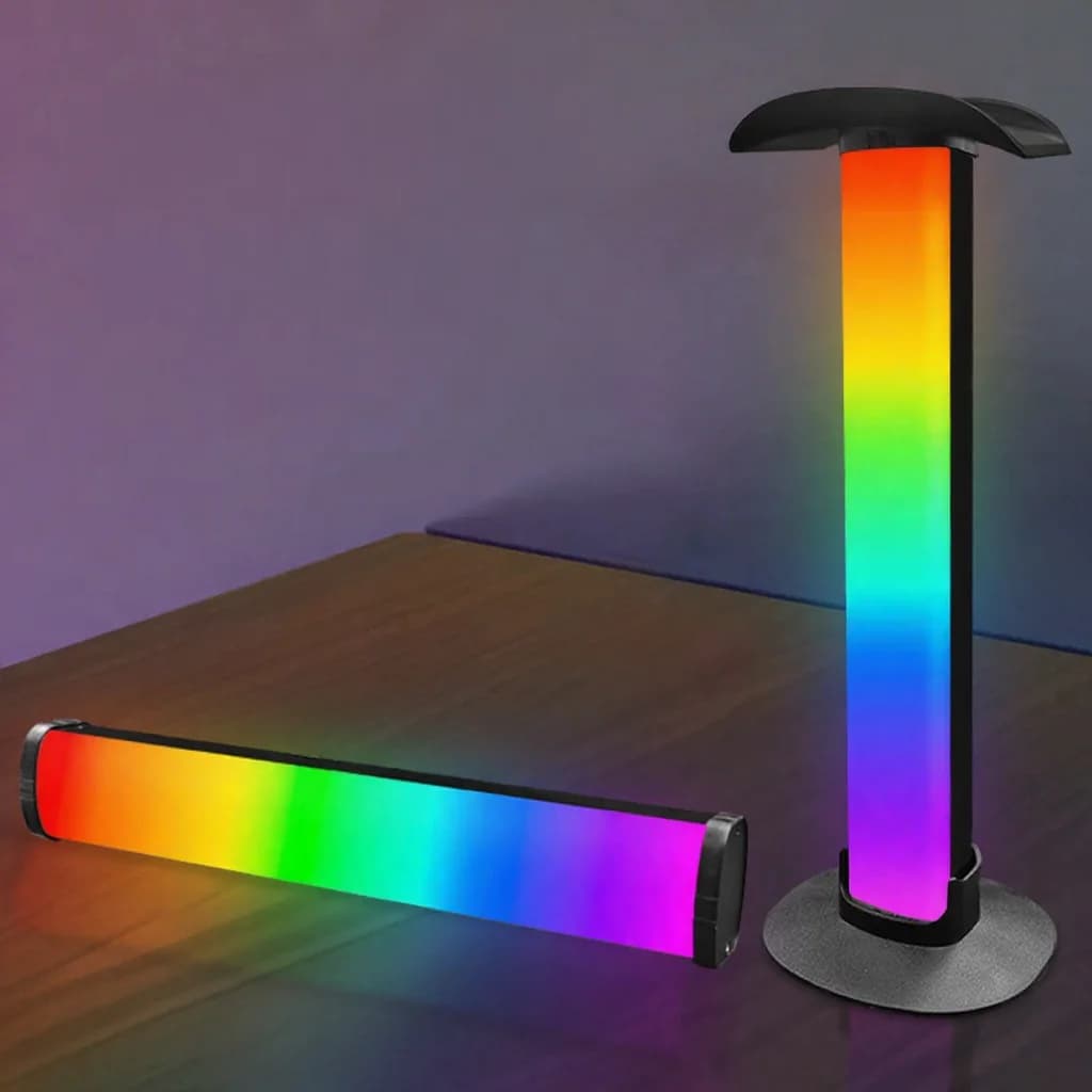 RGB gaming-atmosfærelampe med hodetelefonstativ og lydsynk