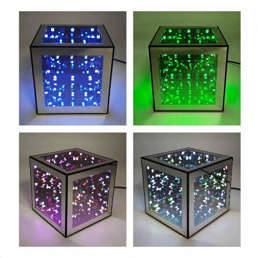 3D Infinity Cube-lampe RGB ambient lys med lydreaktiv modus