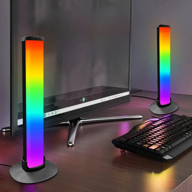 RGB gaming-atmosfærelampe med hodetelefonstativ og lydsynk