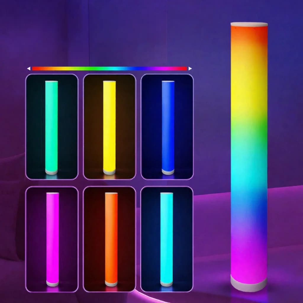 RGB sylindergulvlampe med musikk-synkronisering og fjernkontroll