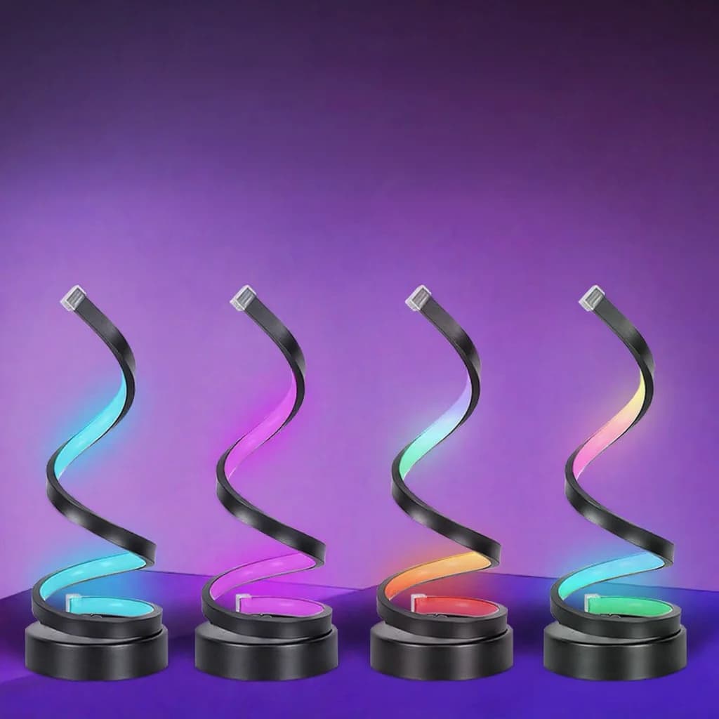 Spiralformet RGB-lampe med lydreaktivt lys og app-styring