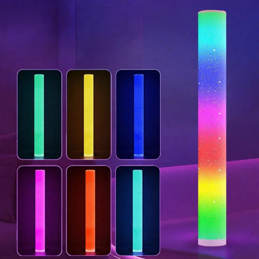 RGB LED-gulvlampe med stjernemønster, fjernkontroll og app