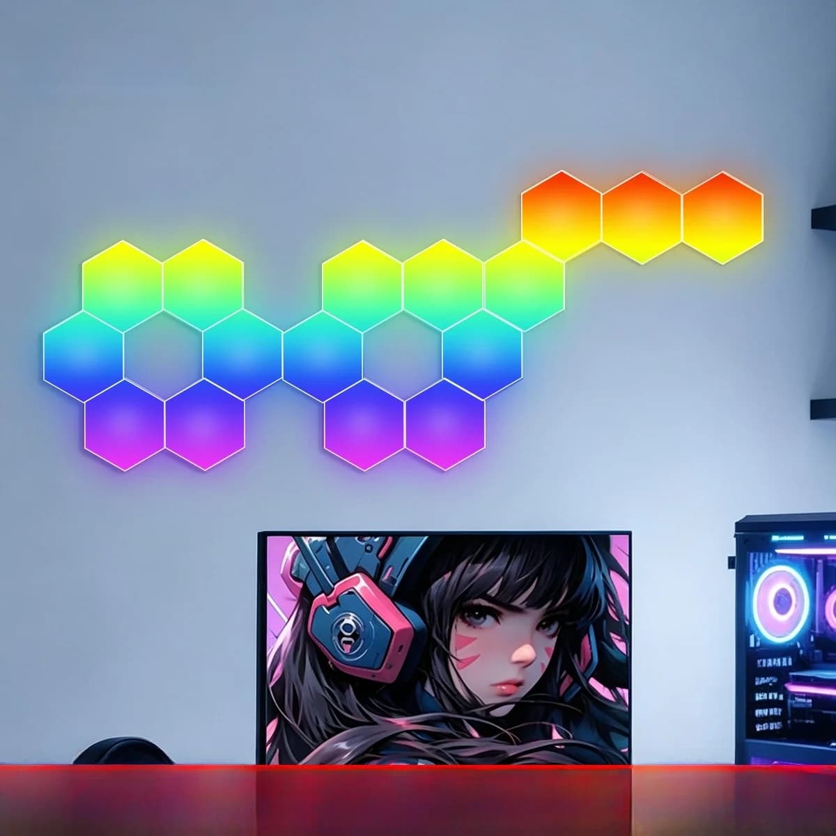 RGB hexagonale lyspaneler med lydreaktivitet og app-styring
