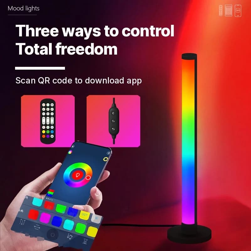 RGB LED skrivebordslampe med lydreagerende lys og app-styring