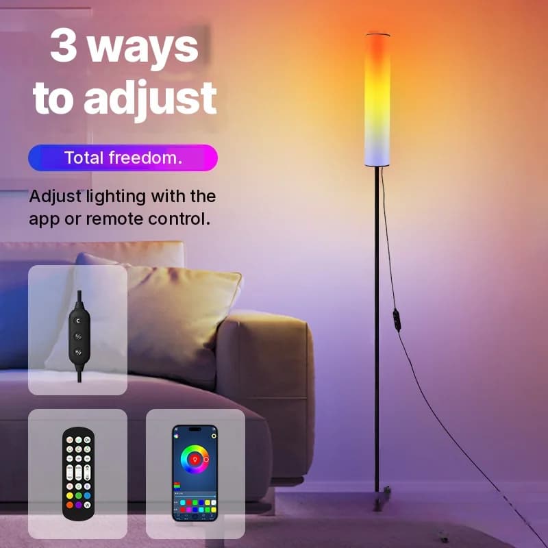 RGB LED stativgulvlampe med fjernkontroll for soverom og stue