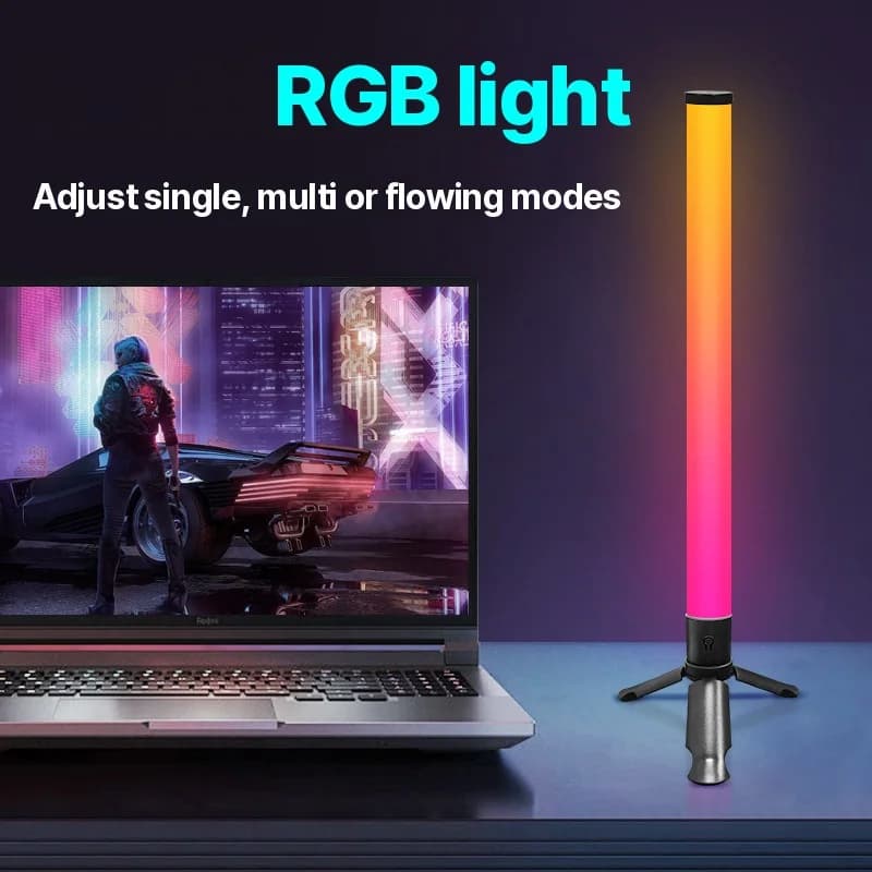 LED atmosfærelampe med stativ, musikk-synk og RGB-effekter