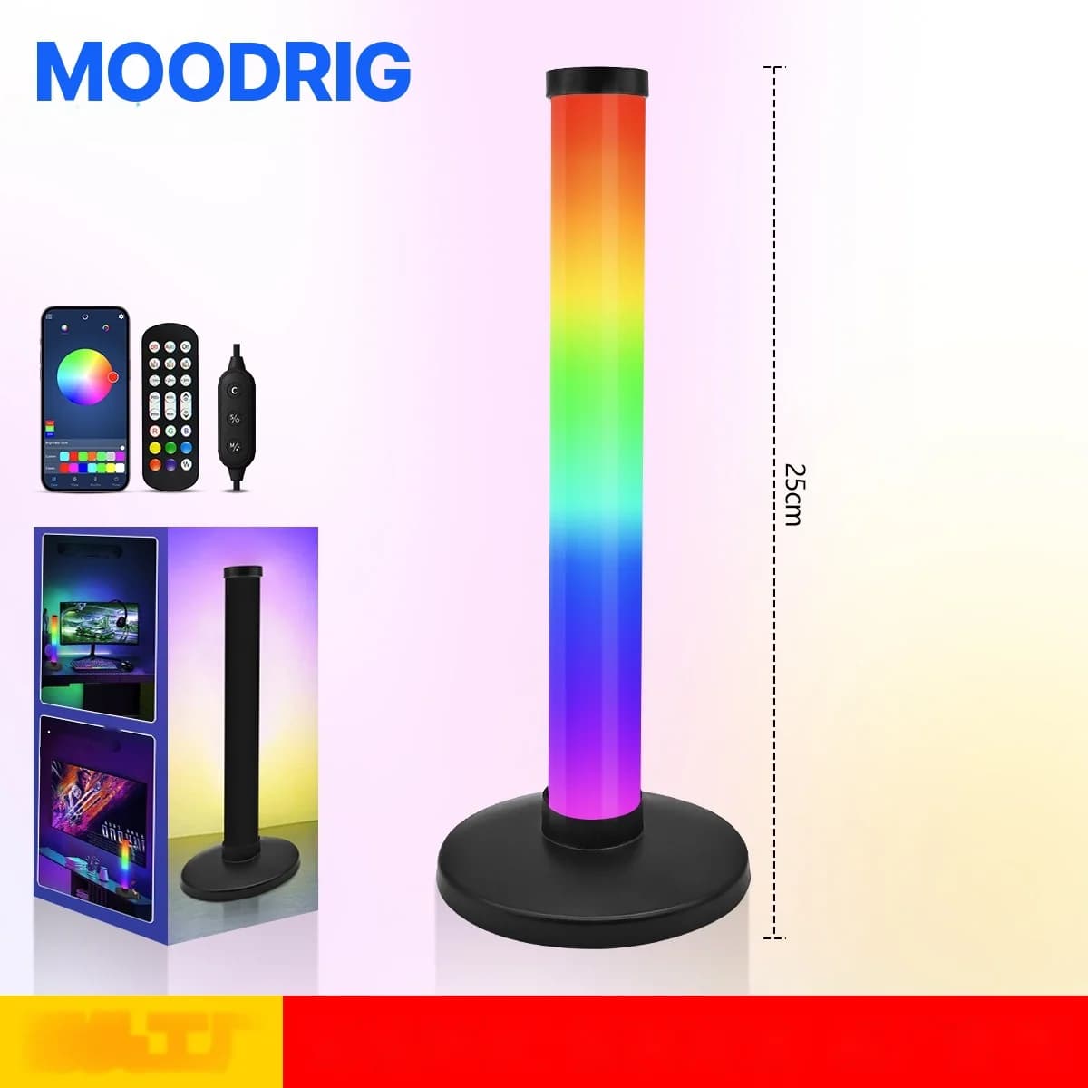 RGB atmosfærelys med lydreaktiv funksjon for skrivebord og gaming