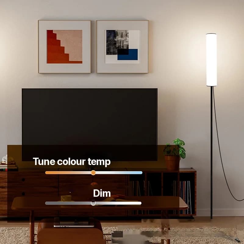 Justerbar LED-gulvlampe med stativ og tre fargemoduser