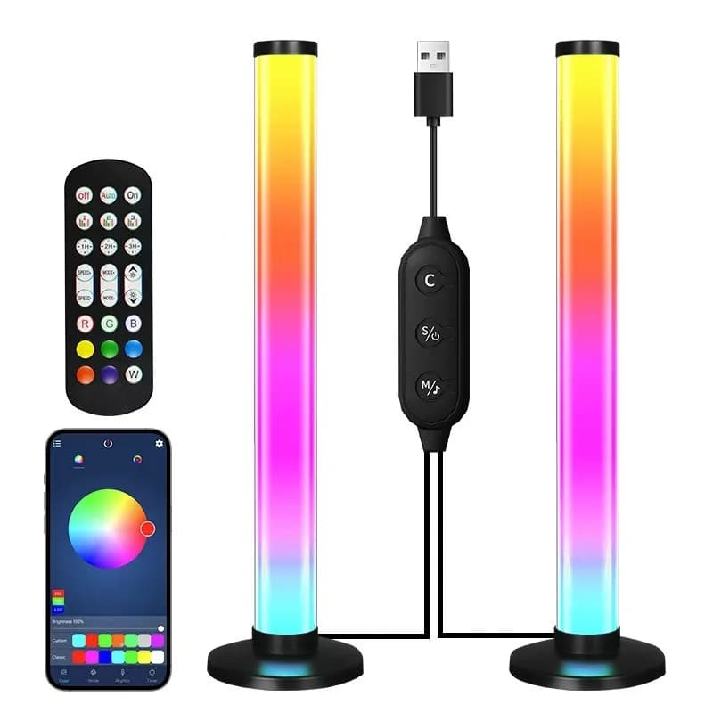 RGB LED skrivebordslampe med lydreagerende lys og app-styring