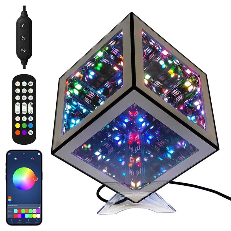 3D Infinity Cube-lampe RGB ambient lys med lydreaktiv modus