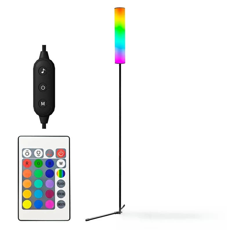 Justerbar LED-gulvlampe med stativ og tre fargemoduser