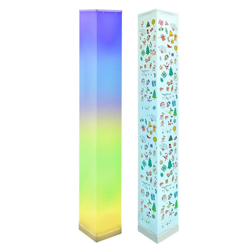 Firkantet gulvlampe med fjernkontroll og LED-stemningslys for stuen