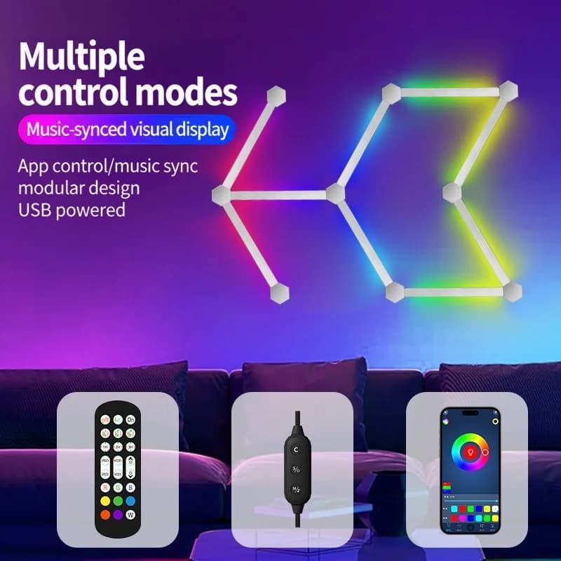 RGB smarte spleisede LED-vegglamper med app-styring og musikksynk