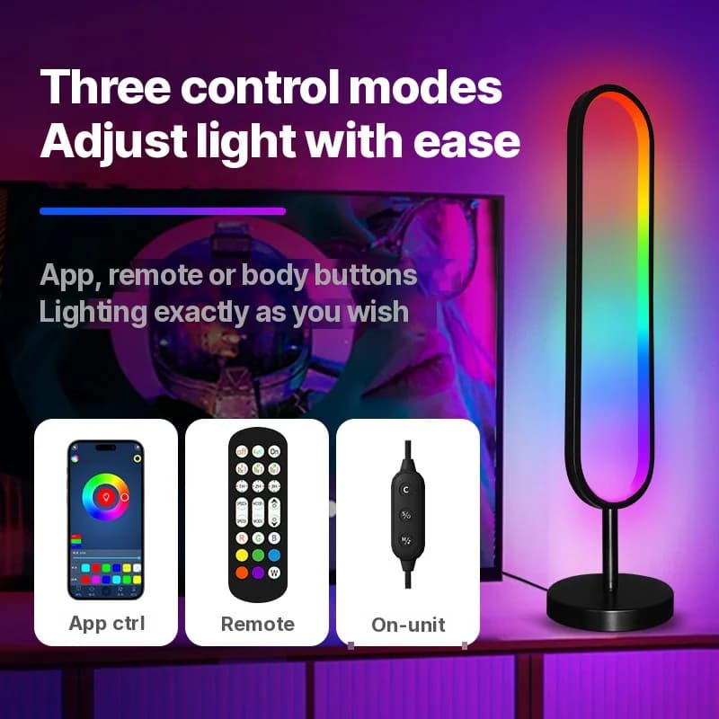 U-formet RGB-gulvlampe med lydreagerende lys og app-styring