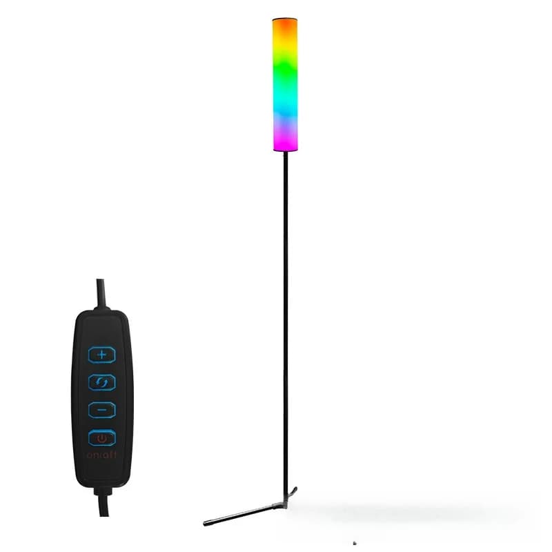Justerbar LED-gulvlampe med stativ og tre fargemoduser
