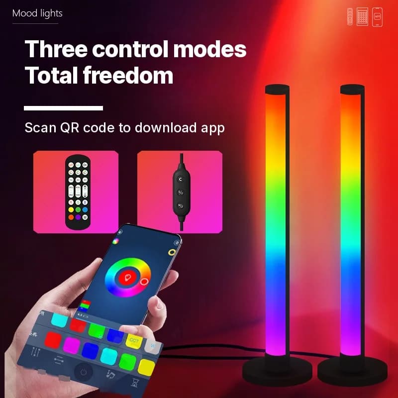 RGB LED skrivebordslampe med lydreagerende lys og app-styring