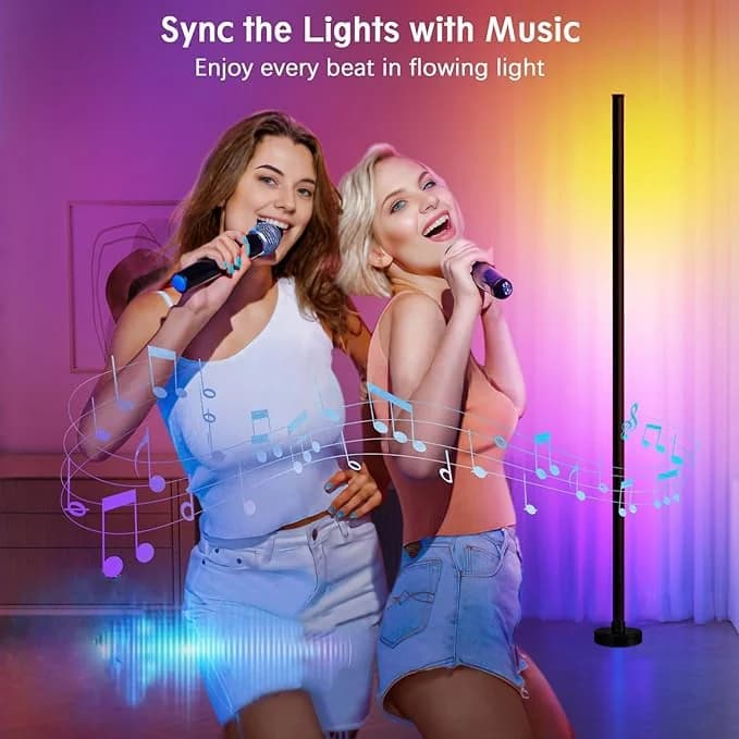 RGB fargeskiftende gulvlampe med musikk-synk og app-styring